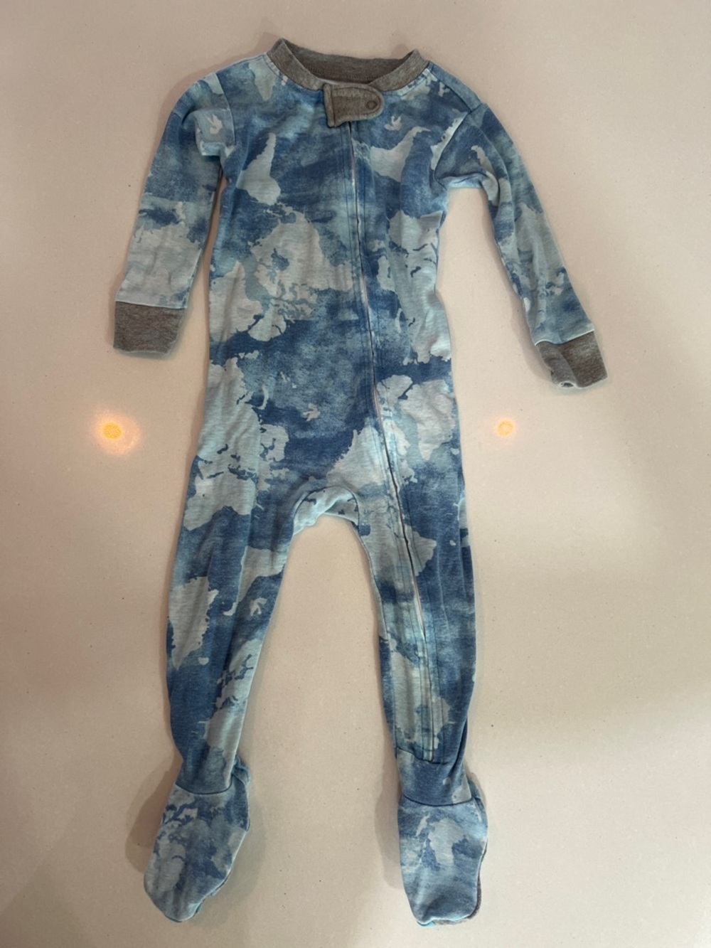The Honest Company Blue Tie-Dye Footed One-Piece